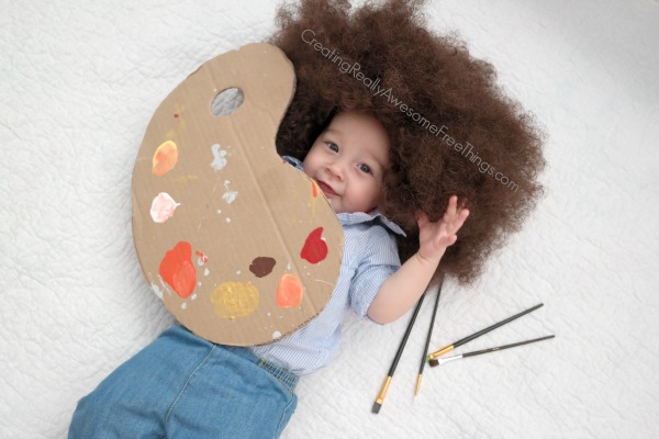DIY Baby Bob Ross costume