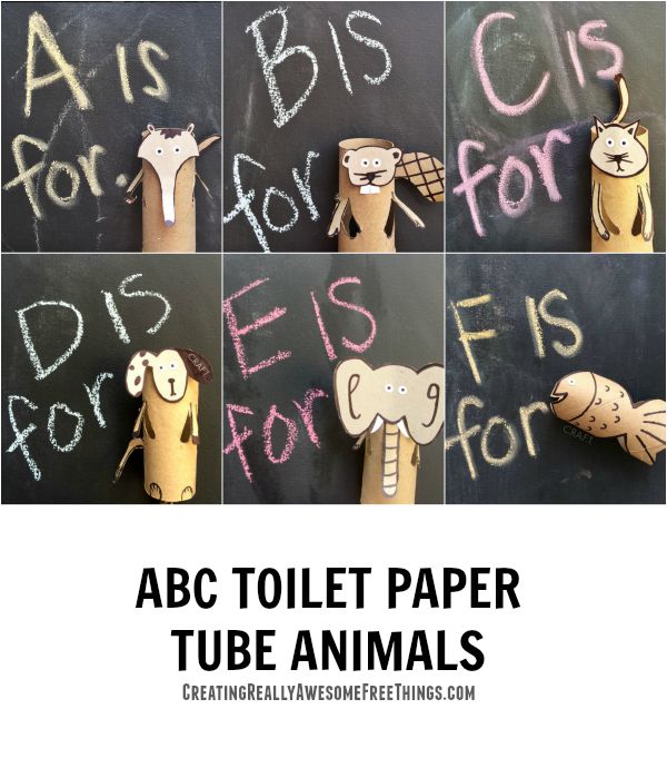 Toilet paper roll animals for every letter of the alaphabet