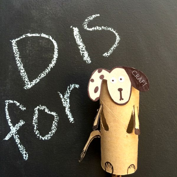 D is for dog! Toilet paper roll crafts for kids, one for each letter of the alphabet!