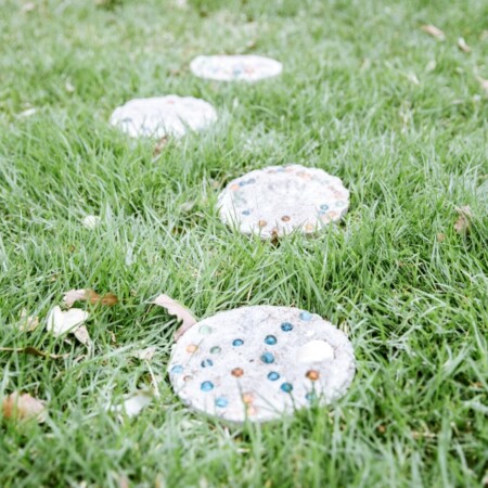 DIY stepping stones made by kids