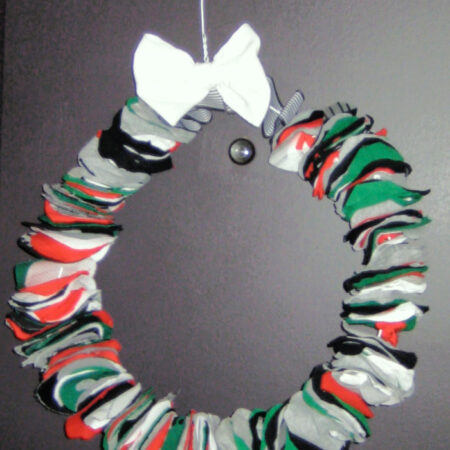 Recycled Chrsitmas sweater wreath
