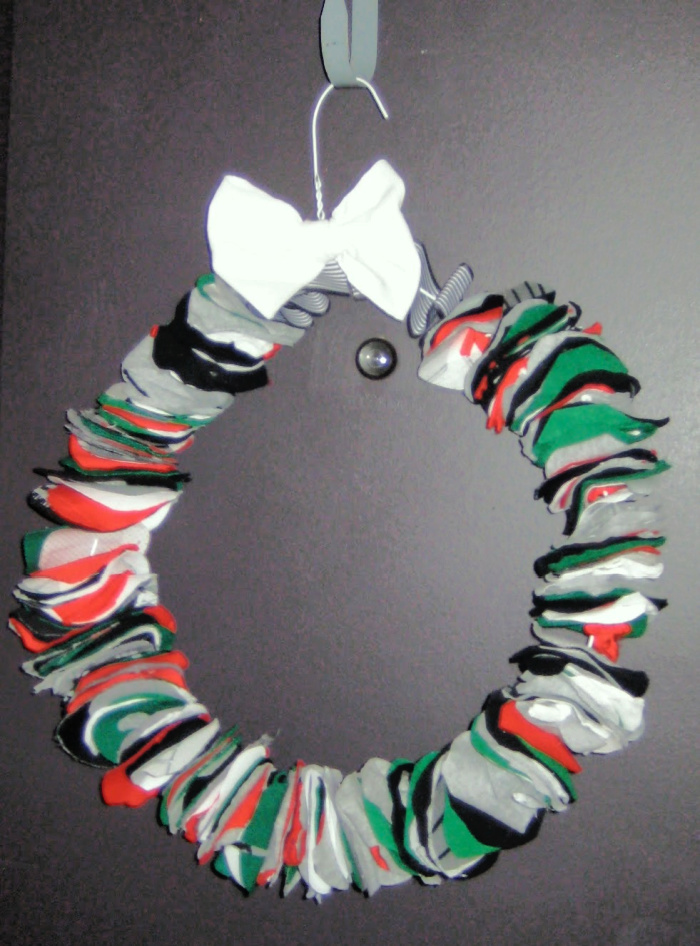 Recycled Chrsitmas sweater wreath