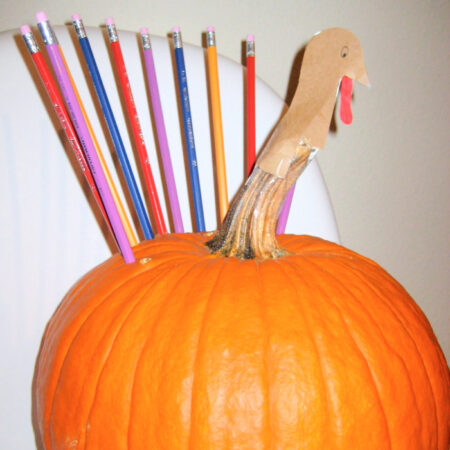Turkey pumpkin made with pencils