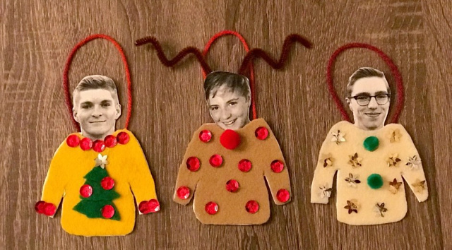 Ugly sweater ornaments