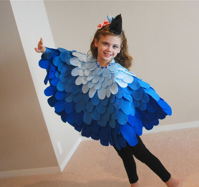 DIY felt blue bird costume