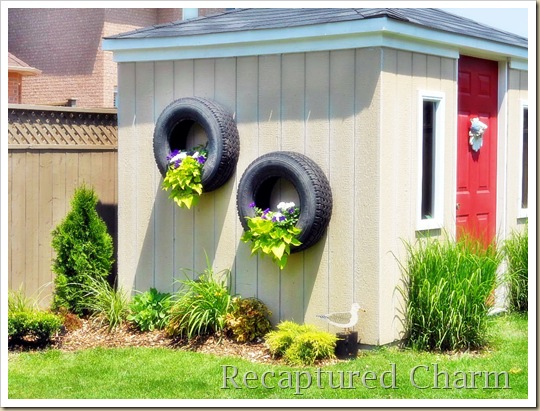 tire planter with flowers