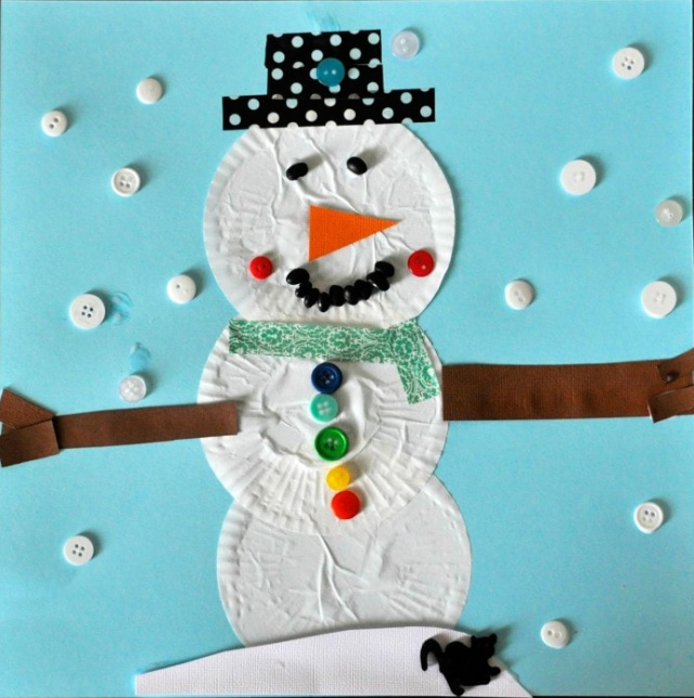 Cupcake liner snowman