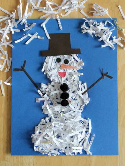 Shredded paper snowman