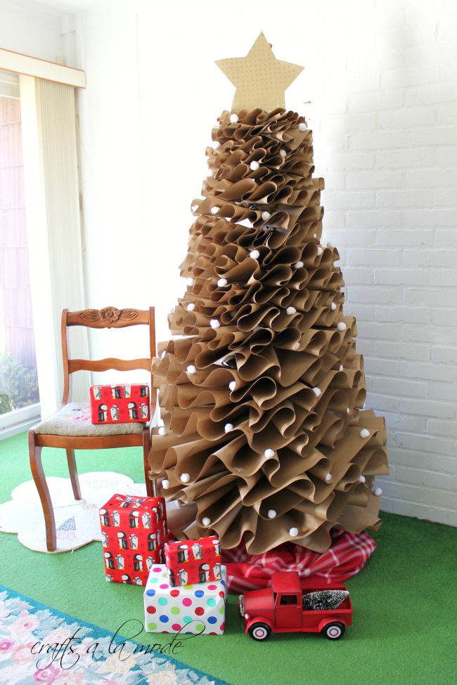 Brown paper bag Christmas tree