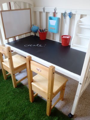 DIY desk made out of a crib