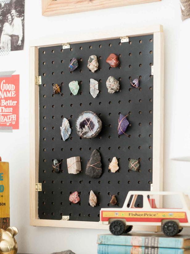 Peg board rock collection