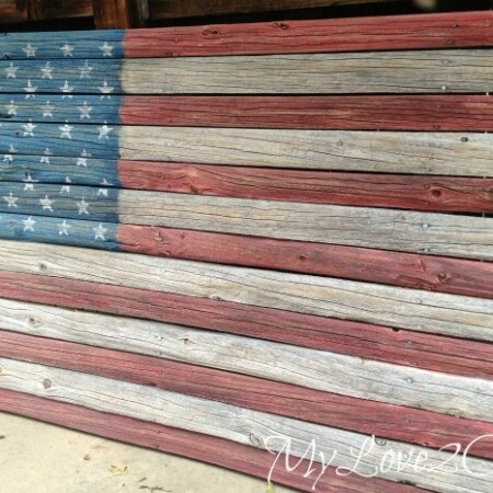 DIY American flag made out of fence posts