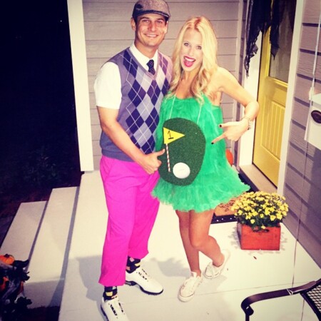 Hole-in-one pregnant halloween couple costume