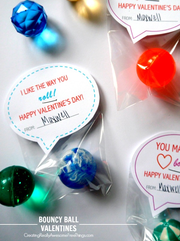 Bouncy ball valentines for kids