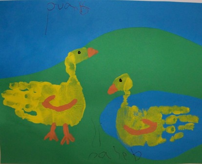Duck handprint art for kids