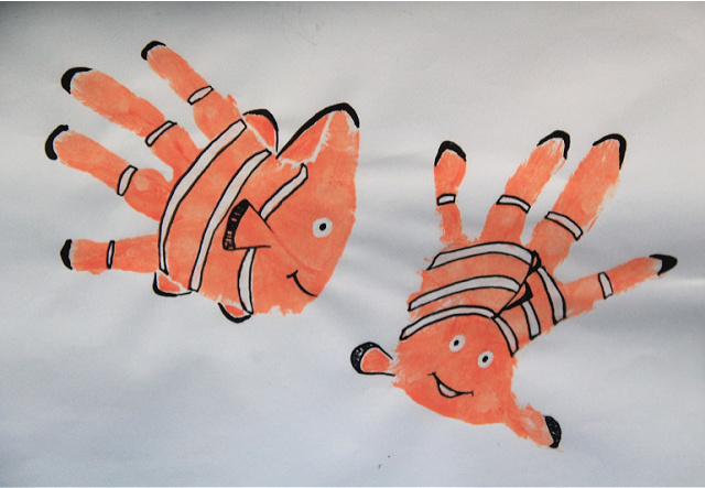 Goldfish handprint art