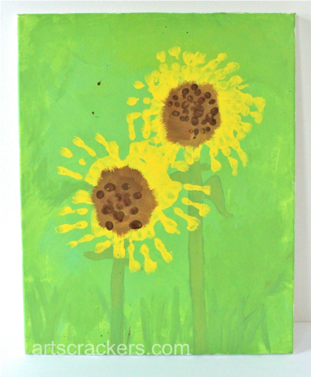 Handprint sunflower art