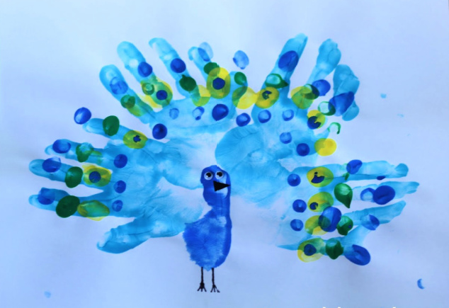 Peacock handprint art