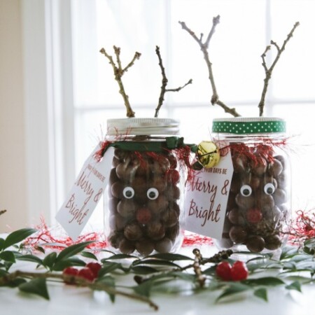 Rudolph nose mason jar gifts