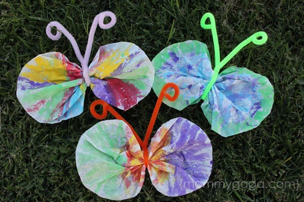 Coffee filter butterfly craft for kids