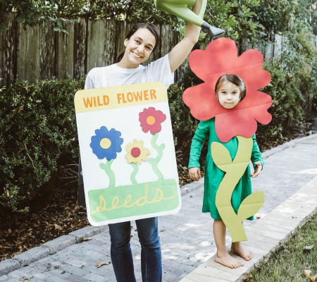 DIY cardboard flower costume
