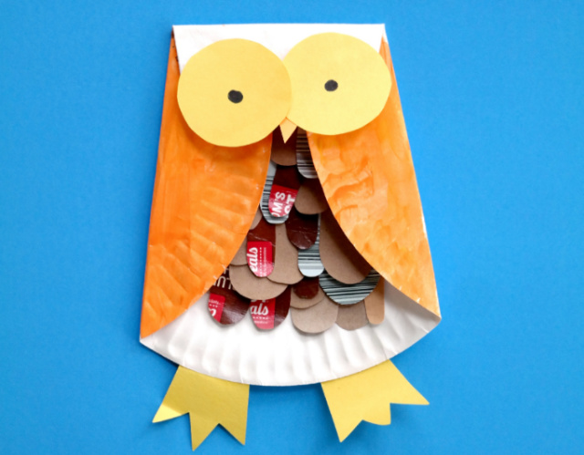 Owl paper plate craft