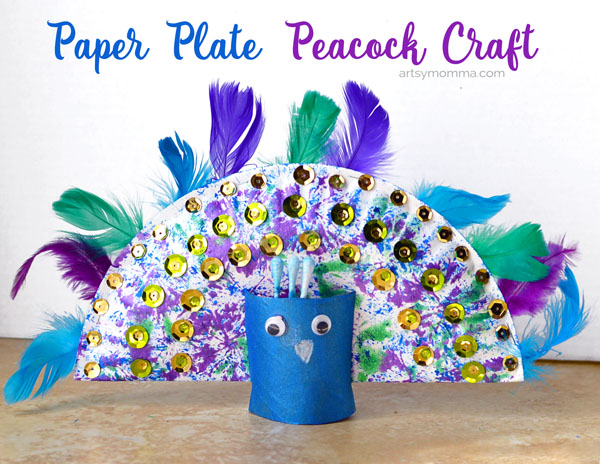 Peacock paper plate craft