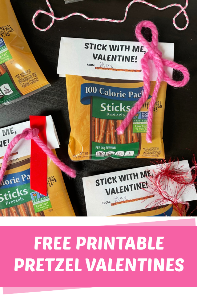 Free printable pretzel Valentines for kids