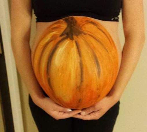 Painted pumpkin belly