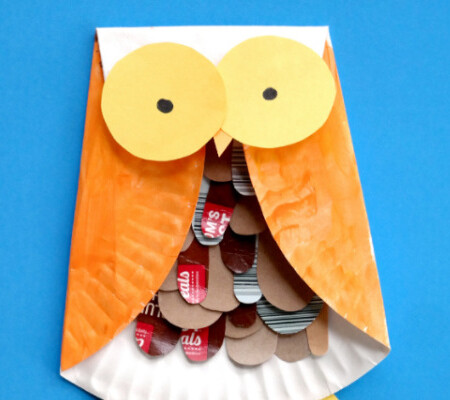Paper plate owl craft