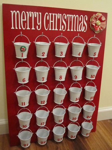 Dollar store advent with tin pails