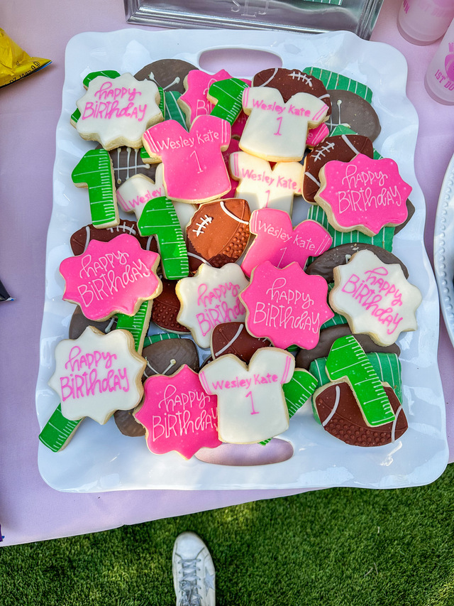 First Down 1st birthday party cookies